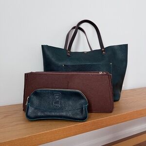 Portland Leather Goods Oversized Tote Lagoon + felt insert + PLG Artisan bag